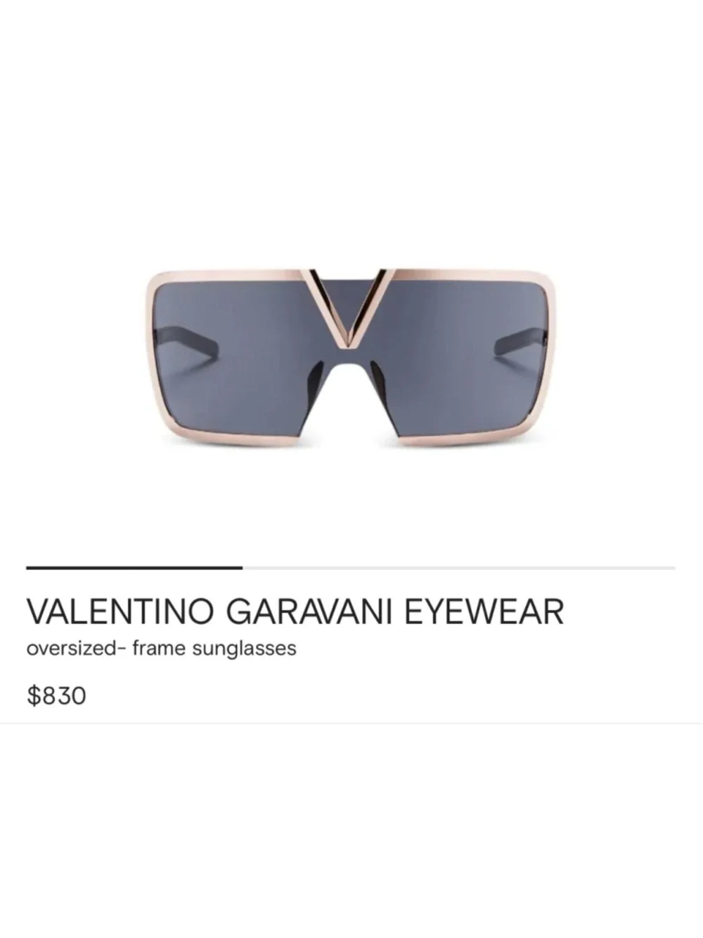 NWOT Men's Valentino Garavani Gold Shield Sunglasses